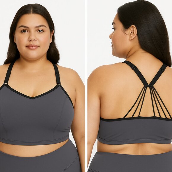 Livi Active Lane Bryant Womens Bra Sports Wireless Strappy T Back Gray 22 / 24 - Picture 3 of 10